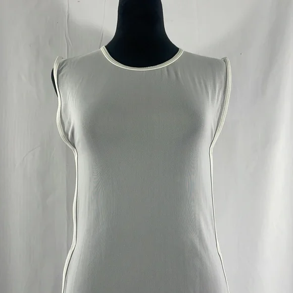 Sheer white sleeveless swim cover, tunic, top, peek a boo slits on side, Large - Picture 2 of 10